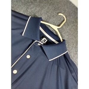 Footjoy FJ Polo Shirt Men's Blue Navy Golfer Golf Casual Adult Size L Large